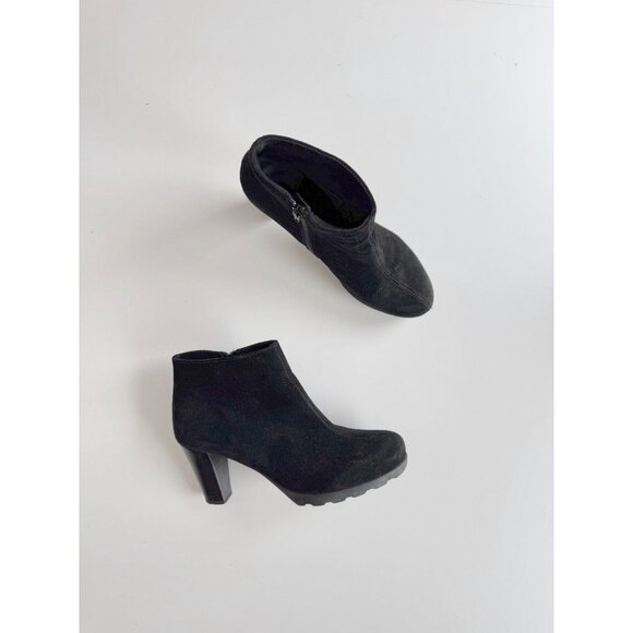 LA CANADIENNE Oliver Black Waterproof Suede Leather Booties Ankle Boots, Size 8 - Picture 1 of 14